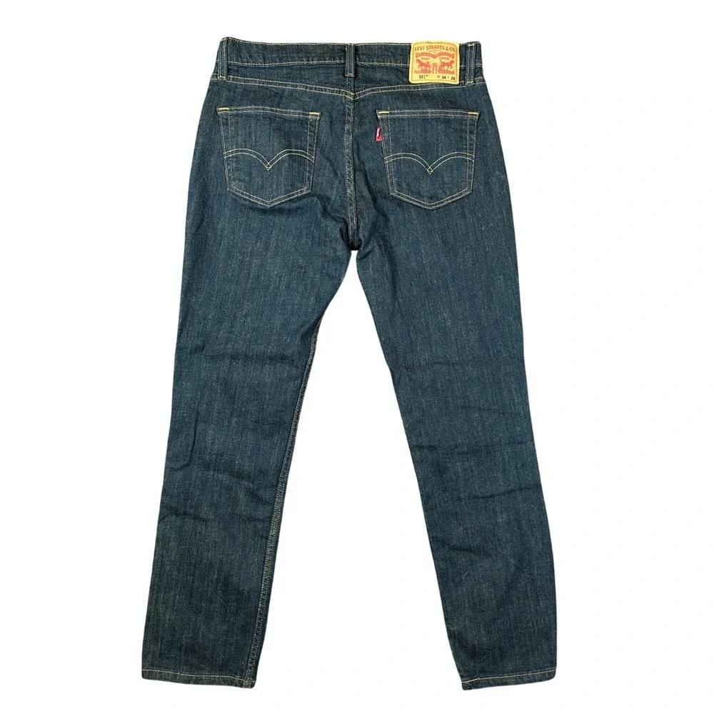 Levis 511 Slim Fit Jeans Mens 34x29 Dark Wash Indigo Denim Stretch 04511-1907
